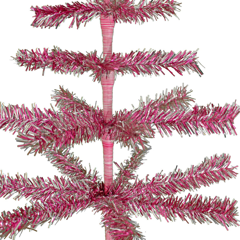 28in Vintage Pink & Silver Tinsel Christmas Tree