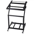 Yescom 19in 9U Stage Rolling Audio Mixer Stand Rack Cart w/ 4 Poles