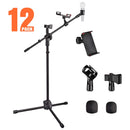 Yescom Studio Mic Stand with Boom 2 Mic Clips Phone Holder H5'11"