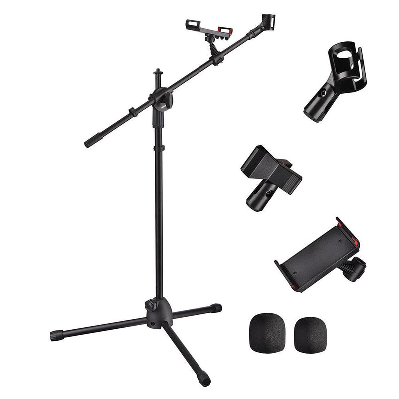 Yescom Studio Mic Stand with Boom 2 Mic Clips Phone Holder H5'11"