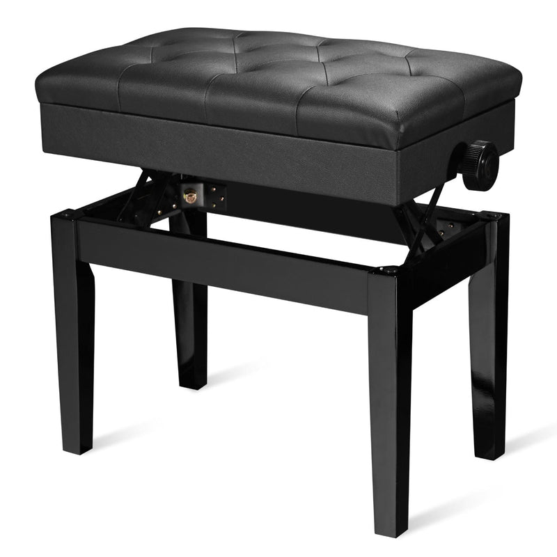 Yescom Piano Bench Leather Seat Adjustable-Height w/ Storage