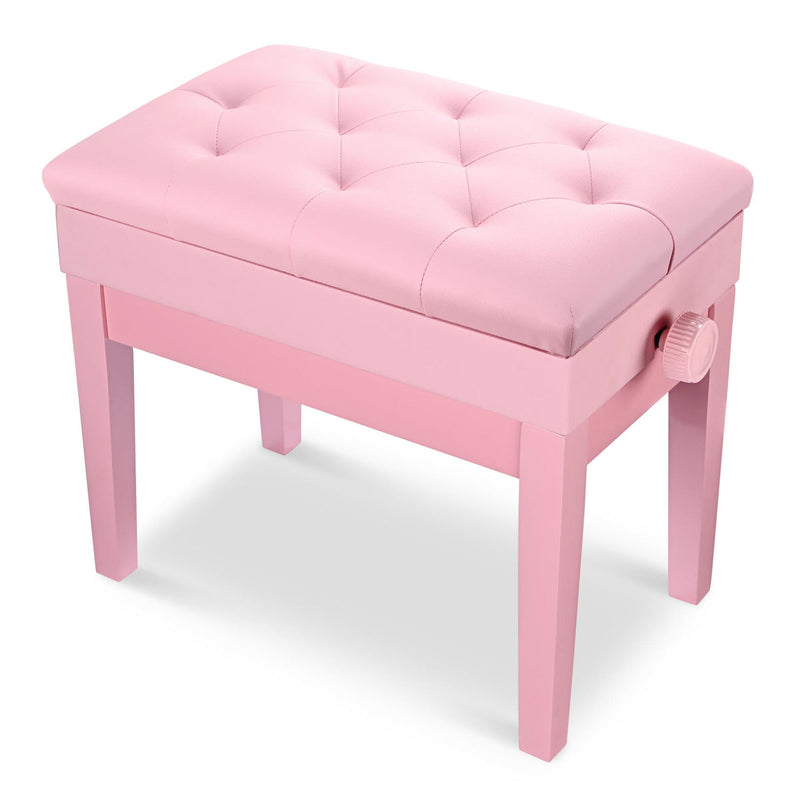 Yescom Piano Bench Leather Seat Adjustable-Height w/ Storage