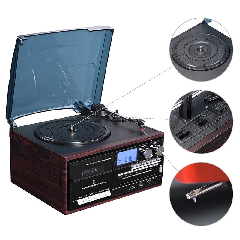 Yescom Bluetooth Vinyl Record Player Turntable Audio System Speakers