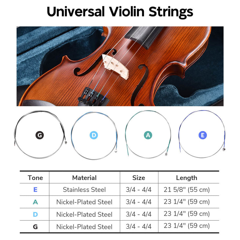 Yescom Violin Strings Set & Bridges 3/4-4/4