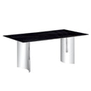 Modern Minimalist Dining Table With Marble Glass Top by Unique Piece Furniture