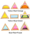 24 Pcs Rainbow Acrylic Sensory Wooden Building Blocks by Green Elephant Home and Toys