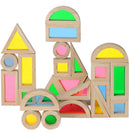 24 Pcs Rainbow Acrylic Sensory Wooden Building Blocks by Green Elephant Home and Toys