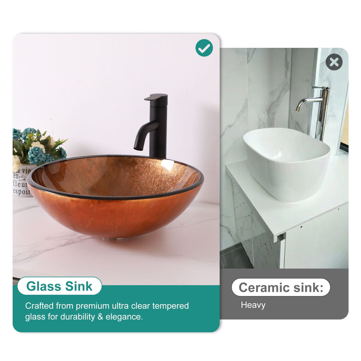 Artistic Tempered Glass Vessel Sink With Pop Up Drain, photo 6 of 32