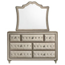 Antonella 7-drawer Upholstered Dresser with Mirror Ivory