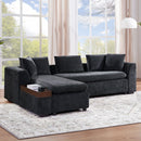 Modern L Shaped Sectional Sofa With Upholstery And Wooden Storage by Unique Piece Furniture