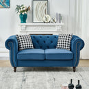 Chesterfield Fabric Sofa With Roll Armrest And Nailhead, Mid Century 2 Seater Couch In by HouseOfZazla