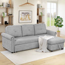 83" Modern Convertible Sleeper Sofa Bed with Storage Chaise,Gray