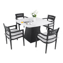 Outdoor Patio Dining Set, Squircle Dining Table, Dining Chairs With Sunbrella Cushions by Unique Piece Furniture