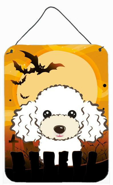 Halloween White Poodle Wall or Door Hanging Prints BB1815DS1216