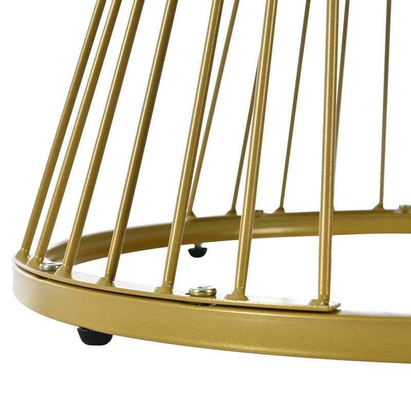 27.5" & 17.7" Nesting Coffee Table with Marble Grain Table Top, Golden Iron Frame Round Coffee Table, Set of 2, for Living Room, Balcony, White