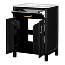 Modern Bathroom Vanity With Ceramic Sink, Soft-Close Doors, Flip Drawer, U-Shaped Shelves, Elegant Storage Solution by HouseOfZazla