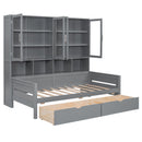 Daybed With Glass Door Storage Cabinets, Built In LED Lighting And Shelves by HouseOfZazla