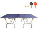 8ft Mid-Size Table Tennis Table Foldable & Portable Ping Pong Table Set for Indoor & Outdoor Games with Net, 2 Table Tennis Paddles and 3 Balls