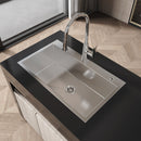Stainless Steel Kitchen Sink, 32"x19" Single Bowl, Overmount Handmade Brushed Nickel by HouseOfZazla