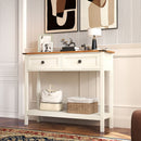 Farmhouse Style Console Table With 2 Drawers And Bottom Storage Shelf by HouseOfZazla