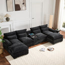 Modern U-Shaped Sectional Sofa with Console and USB Charger