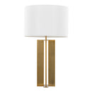 Cosmo 28" Glam Metal Table Lamp in Antique Brass and White Linen