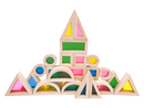 24 Pcs Rainbow Acrylic Sensory Wooden Building Blocks by Green Elephant Home and Toys