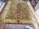 8x10 Rug - Plush Tibetan Rug - Green & Beige Floral Rug - Large Handmade Wool Rug - 250x300 Carpet