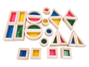 24 Pcs Rainbow Acrylic Sensory Wooden Building Blocks by Green Elephant Home and Toys