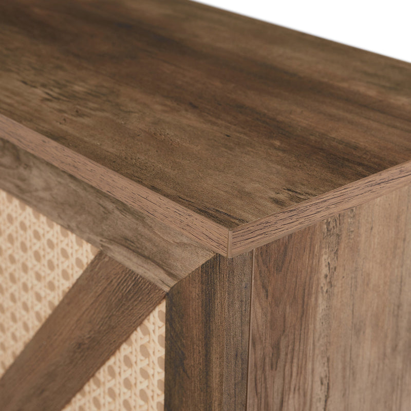 Walker Edison | Rattan Barn Door Bar Cabinet
