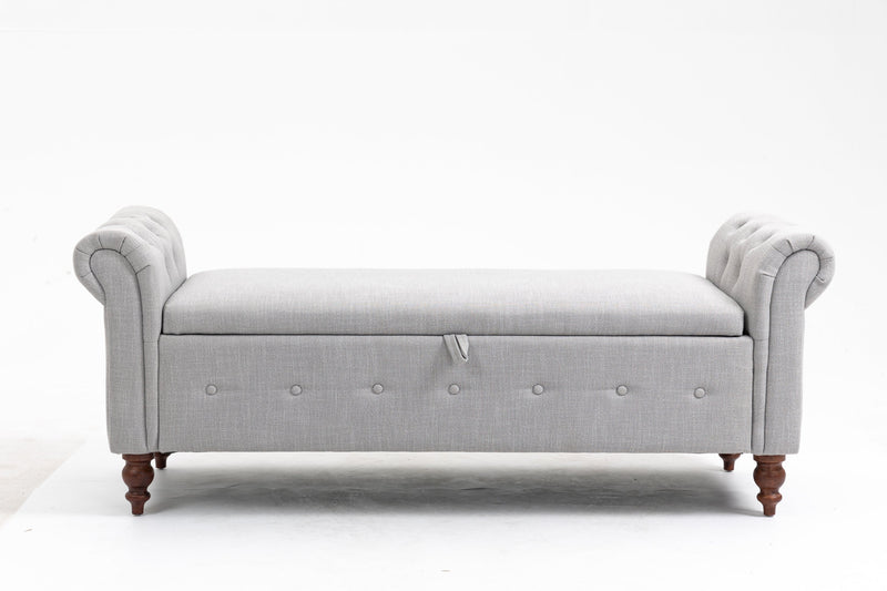 63 inches living room Bench Folding Storage Ottoman, Gray