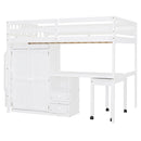 Loft Bed With Stairs, Bookshelf, Drawers, Desk & Wardrobe, Space Saving Multifunctional Furniture by HouseOfZazla