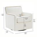 Tolland - Swivel Accent Chair With Antique Brass Nailhead Trim - Cream