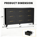 9 Drawer Dresser for Bedroom, Metal Profile Chest of Drawers