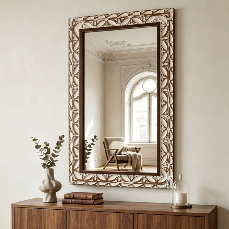 29.13"×47.24" Rectangular Carved Leaf Wall Mirror, photo 2 of 9