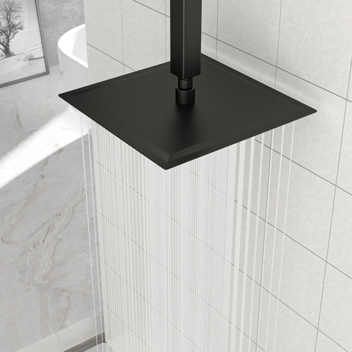 Modern 10" Square Rainfall Shower Head & Stainless Steel Wall Or Ceiling Mount Luxury Spa Shower Panel, photo 7 of 32