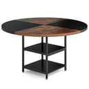 Round Dining Table For 4 With Storage Shelf - Brown / Black by HouseOfZazla