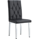 8 piece set of black armless dining chairs brings a touch of elegance and mystery to the dining area with its deep black tone,The grid and buckle design of the back add a vintage yet fashionable touch