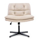 Large Size Armless Home Office Desk Chair Vanity Chair No Wheels - Beige by HouseOfZazla