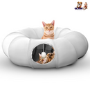 Indoor Cat Tunnel Bed with Interactive Hanging Ball Circle Cat Tunnel Cooling Fabric Central Soft Mat Flexible Design Foldable Tunnel for Cats Puppy