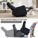 Black Chenille Single Motor Power Lift Recliner Chair