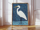 Elegant White Egret – Mosaic-Inspired Bird Wall Art