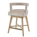 Design Swivel Counter Stool With Low Back Support Polyester And Solid Wood - Cream by HouseOfZazla
