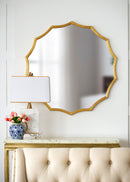 Round Sunburst Wall Mirror With, Wall Decor Mirror For Entryway Bedroom Living Room - Gold by HouseOfZazla