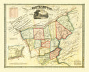Vintage Map of Northampton County, Pennsylvania 1851