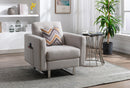 Victoria - Fabric Armchair With Metal Legs, Side Pockets, And Pillow by HouseOfZazla