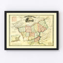 Vintage Map of Northampton County, Pennsylvania 1851
