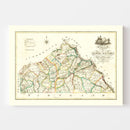 Vintage Map of York County, Pennsylvania 1821