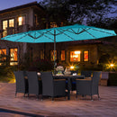 11 Pieces Patio Dining Set with LED Patio Umbrella with Base and Seat Cushions (Navy) by LJGDeals