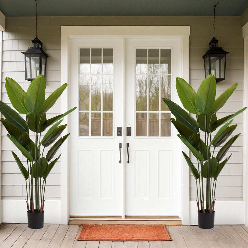 2025 New adhesive fabric traveler banana leaf 15 leaf home decoration indoor decoration artificial green plant 2pcs/set